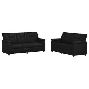 vidaXL Ensemble de Canap&eacute;s 2 pcs Noir Simili cuir