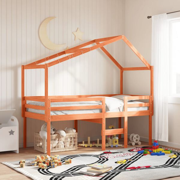 vidaXL Lit haut sans matelas cire marron 80x200 cm bois de pin massif