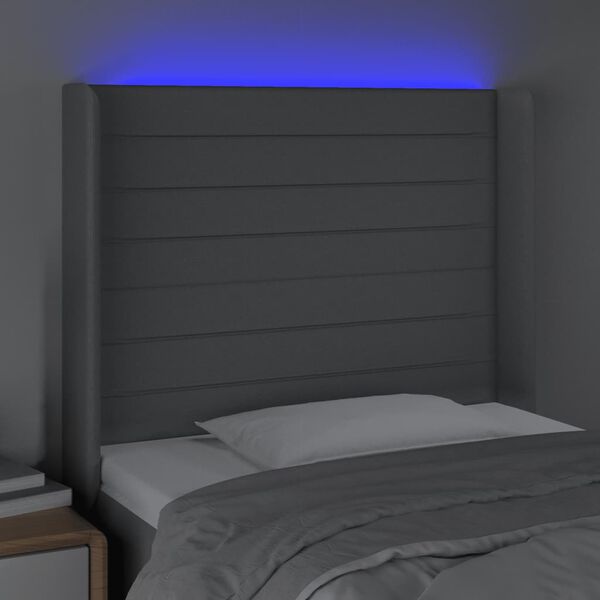 vidaXL T&ecirc;te de lit &agrave; LED Gris clair 93x16x118/128 cm Tissu
