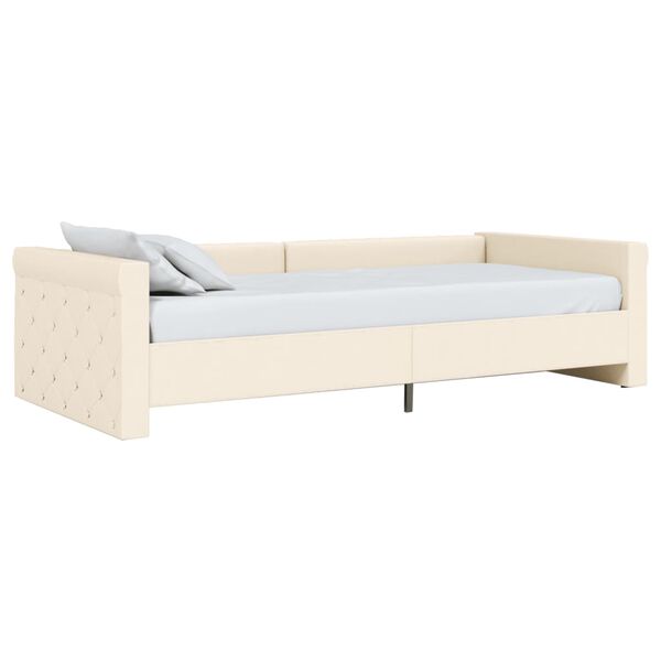 vidaXL Lit avec matelas et &eacute;clairage USB Cr&egrave;me Tissu 90x200 cm