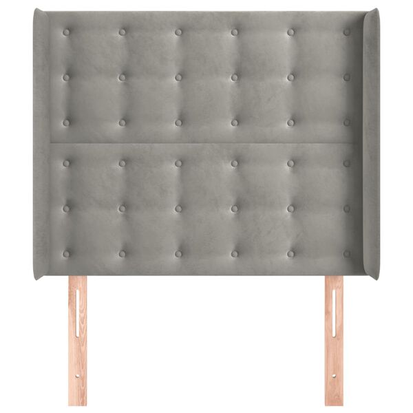 vidaXL T&ecirc;te de lit avec oreilles Gris clair 83x16x118/128 cm Velours