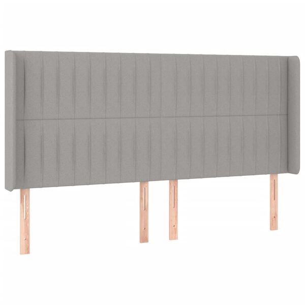 vidaXL T&ecirc;te de lit &agrave; LED Gris clair 163x16x118/128 cm Tissu