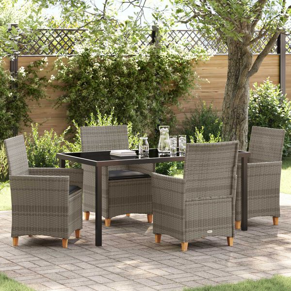 vidaXL Ensemble de salle &agrave; manger pour jardin 5 pcs Gris polyrotin
