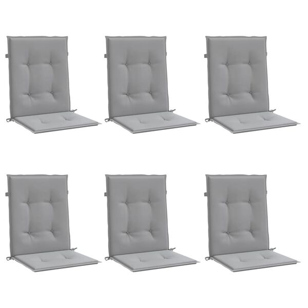 vidaXL Coussins de chaise de jardin à dossier bas lot de 6 gris