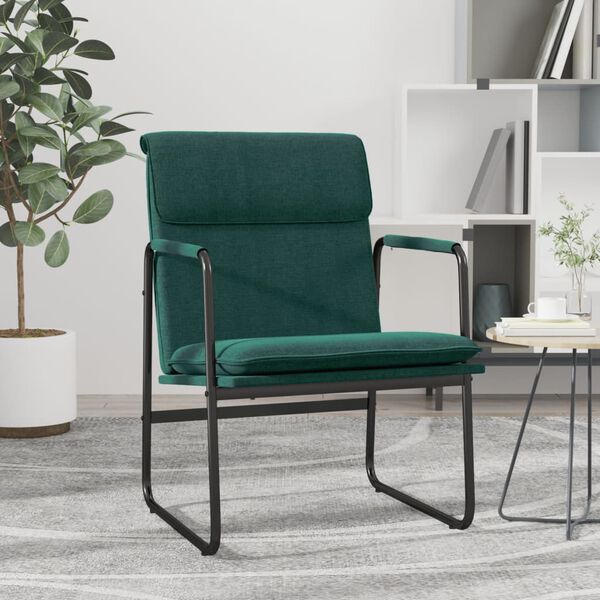 vidaXL Chaise longue Vert fonc&eacute; 55x64x80 cm Tissu