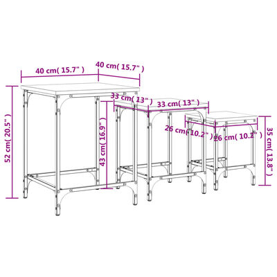 vidaXL Tables basses gigognes 3 pcs chêne fumé bois d'ingénierie