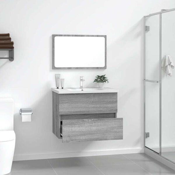 vidaXL Ensemble de meubles de salle de bain 2 pcs Sonoma gris