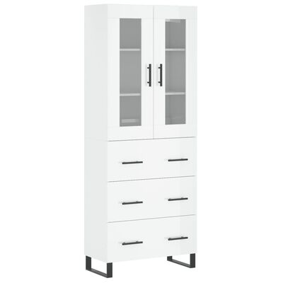 vidaXL Buffet haut Blanc brillant 69,5x34x180 cm Bois d'ingénierie