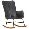 vidaXL Chaise &agrave; bascule Gris Cuir v&eacute;ritable