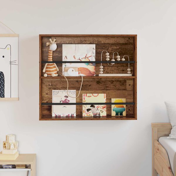 vidaXL &Eacute;tag&egrave;re &agrave; magazines avec &eacute;tag&egrave;re Bois ancien 80 x 12 x 70 cm
