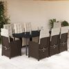 vidaXL Ensemble &agrave; manger de jardin et coussins 9 pcs marron poly rotin