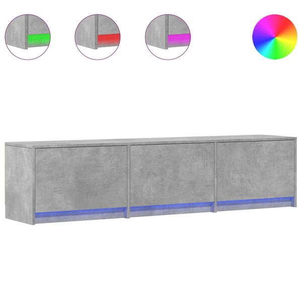 vidaXL Meuble TV avec LED B&eacute;ton 165 x 34 x 40 cm Bois d'ing&eacute;nierie