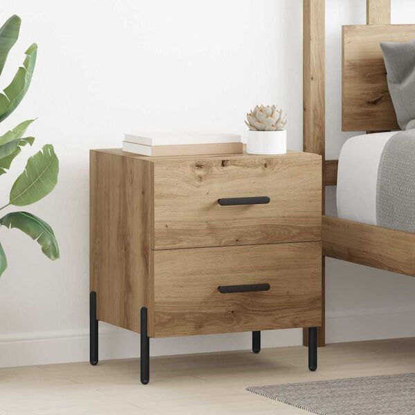 vidaXL Cabinet de chevet 2 pcs Ch&ecirc;ne artisanal 40 x 35 x 47,5 cm