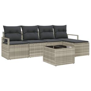 vidaXL Ensemble de Canap&eacute;s 6 pc Gris clair polyrotin