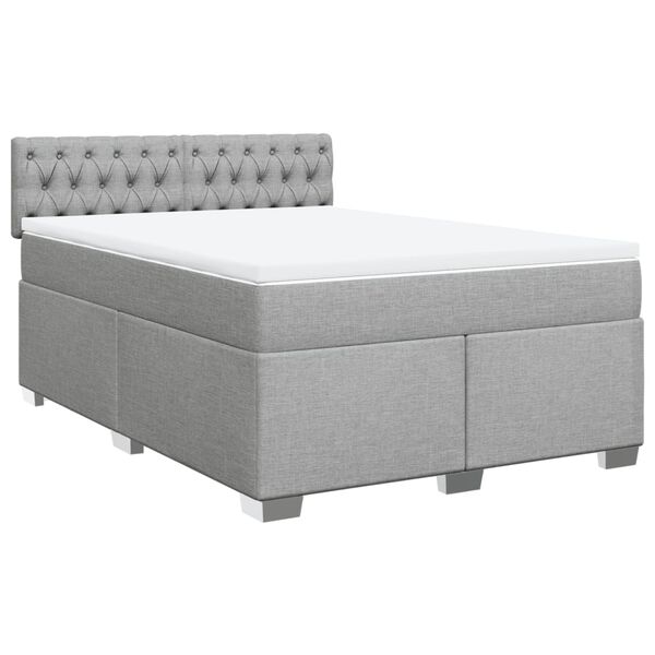 vidaXL Sommier &agrave; lattes de lit avec matelas Gris clair 160x200cm Tissu