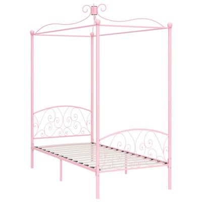 vidaXL Cadre de lit à baldaquin sans matelas rose métal 100x200 cm