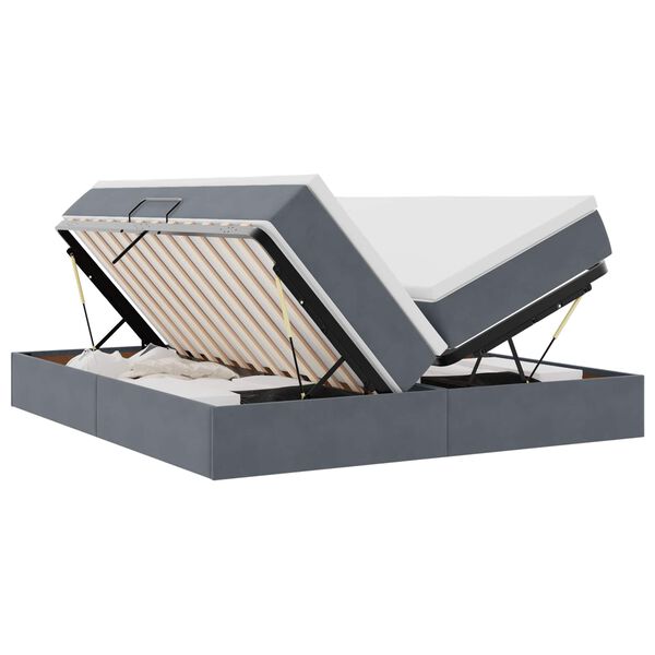 vidaXL Lit avec rangement et matelas Gris fonc&eacute; 200 x 200 cm Velours