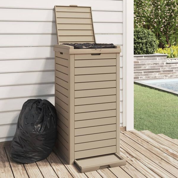 vidaXL Poubelle d'ext&eacute;rieur marron clair 41x41x86 cm polypropyl&egrave;ne