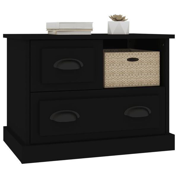 vidaXL Table de chevet noir 60x39x45 cm