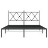 vidaXL Cadre de lit m&eacute;tal sans matelas avec t&ecirc;te de lit noir 140x190cm