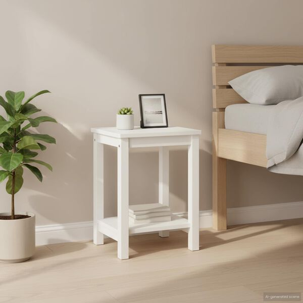 vidaXL Table de chevet blanc 35x30x47 cm bois de pin massif