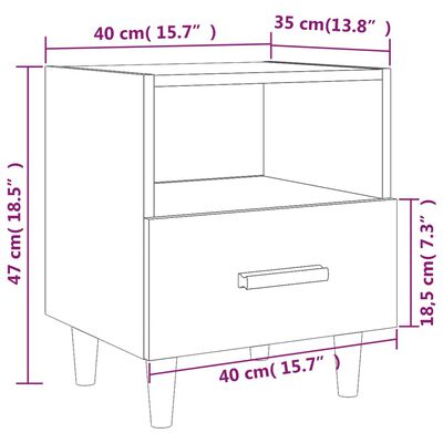 vidaXL Tables de chevet 2 pcs Noir 40x35x47 cm