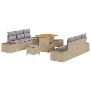 vidaXL Ensemble de canap&eacute; de jardin 9 pcs Beige Poly rotin