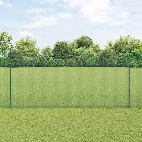 vidaXL Clôture avec poteau Vert 1,6 x 25 m Acier et PVC