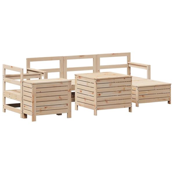 vidaXL Salon de jardin 7 pcs bois de pin massif