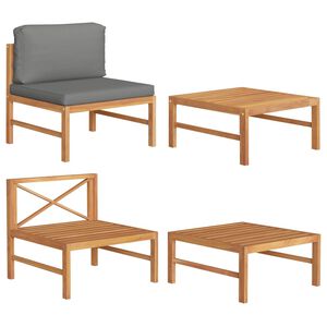 vidaXL Salon de jardin 2 pcs avec coussins gris fonc&eacute; Bois de teck