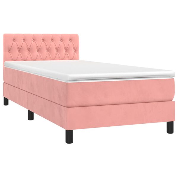 vidaXL Sommier &agrave; lattes de lit avec matelas et LED Rose 100x200 cm