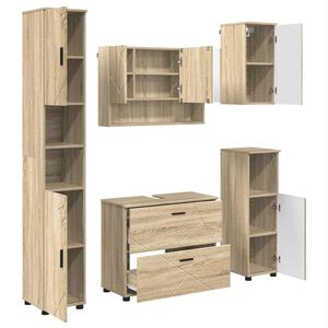 vidaXL Ensemble de mobilier de salle de bain 5 pc Ch&ecirc;ne Sonoma