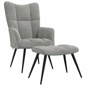 vidaXL Chaise de relaxation avec tabouret Gris clair Velours