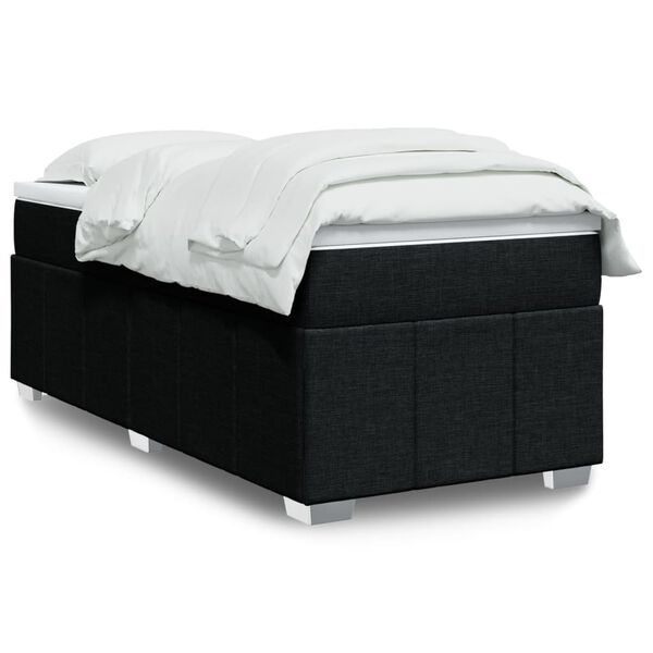 vidaXL Sommier &agrave; lattes de lit avec matelas Noir 90x190 cm Tissu