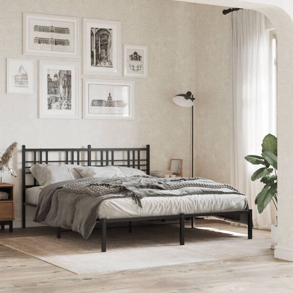 vidaXL T&ecirc;te de lit de remplacement m&eacute;tal noir 160 cm
