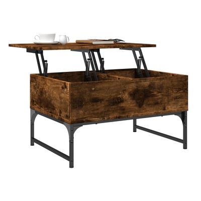 vidaXL Table basse chêne fumé 70x50x40 cm bois d'ingénierie et métal