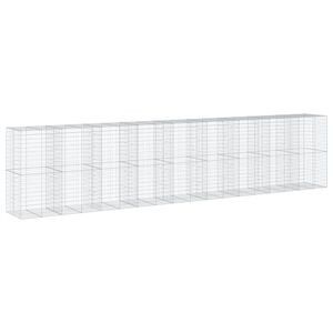 vidaXL Panier gabion avec couvercle 900x100x200 cm fer galvanis&eacute;