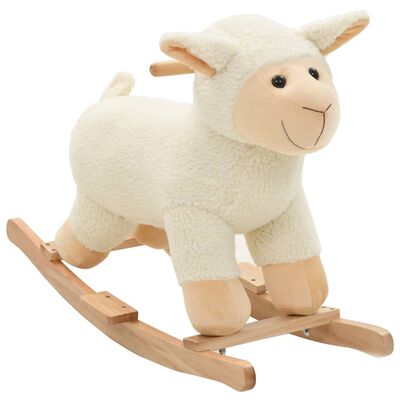 vidaXL Mouton à bascule Peluche 78x34x58 cm Blanc