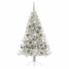 vidaXL Sapin de No&euml;l artificiel pr&eacute;-&eacute;clair&eacute; Argent 180 cm PET