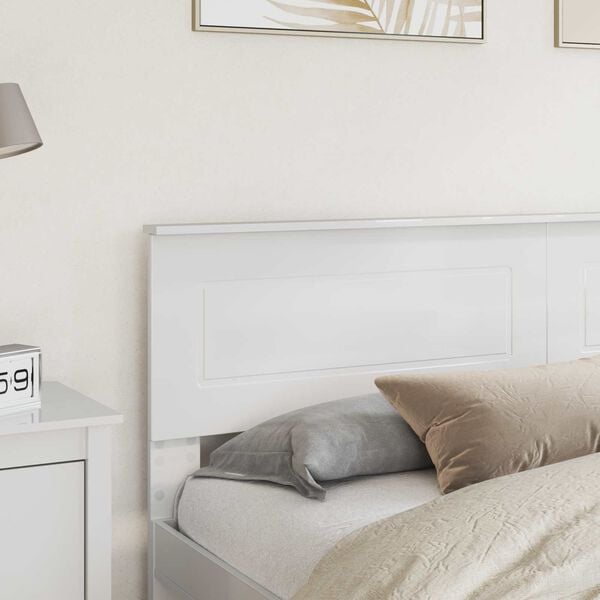 vidaXL T&ecirc;te de lit Blanc Brillant 200 cm Bois d'ing&eacute;nierie