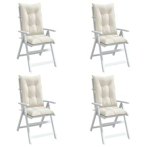 vidaXL Coussins de chaise &agrave; dossier haut lot de 4 cr&egrave;me m&eacute;lang&eacute; tissu