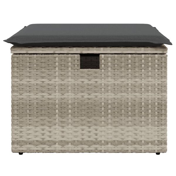 vidaXL Tabouret de jardin coussin gris clair 55x55x37cm r&eacute;sine tress&eacute;e