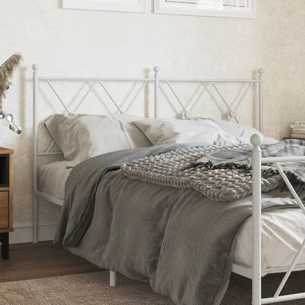 vidaXL T&ecirc;te de lit m&eacute;tal blanc 137 cm