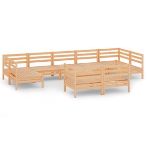 vidaXL Salon de jardin 10 pcs Bois de pin massif