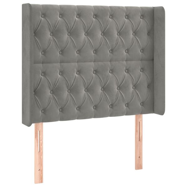 vidaXL T&ecirc;te de lit avec oreilles Gris clair 103x16x118/128 cm Velours