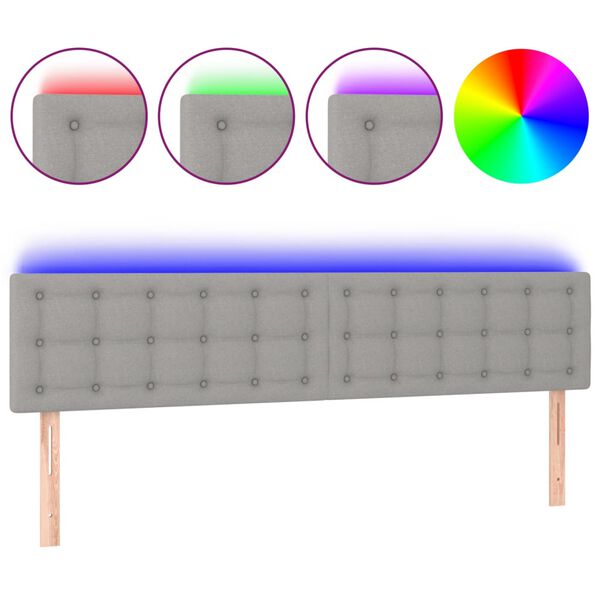 vidaXL T&ecirc;te de lit &agrave; LED Gris clair 160x5x78/88 cm Tissu