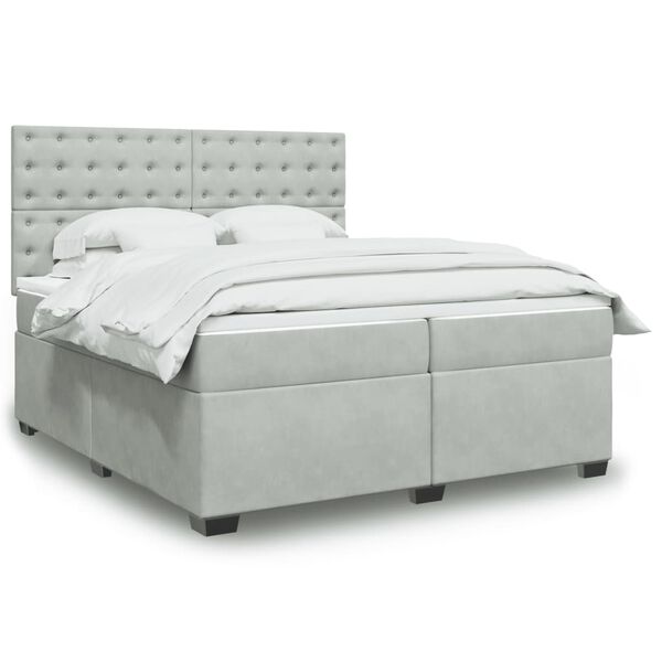 vidaXL Sommier &agrave; lattes de lit et matelas Gris clair 200x200cm Velours