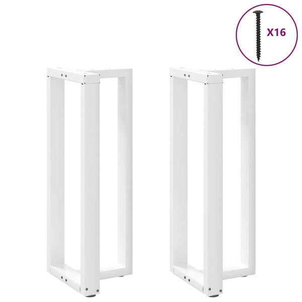 vidaXL Pieds de table de bar en T, 2 pi&egrave;ces, blanc, 40 x 35 x (100-101) cm, acier