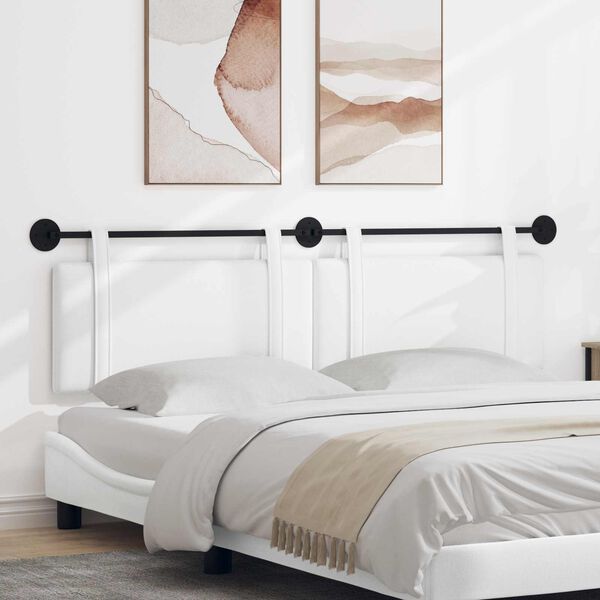 vidaXL T&ecirc;te de lit suspendue Montage mural Blanc 190 x 55 x 5 cm tissu