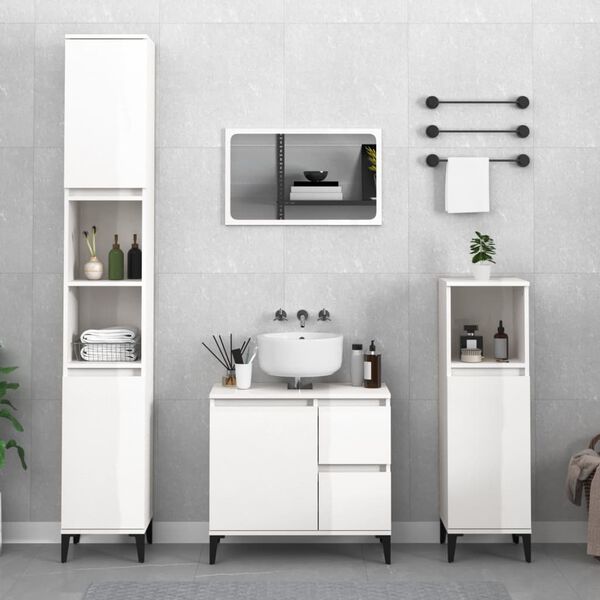 vidaXL Ensemble de meubles de salle de bain 2 pcs blanc brillant
